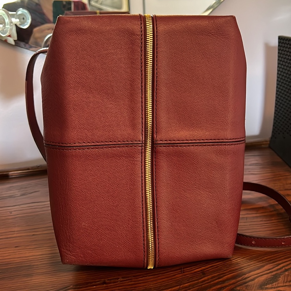 NWT J Crew Burgundy Leather Crossbody Satchel Purse Handbag - Picture 7 of 12